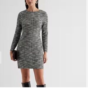 Elegant Black and White Tweed Women's Dress